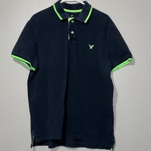 Men’s Polo Shirt - XL - Navy w/ neon green accents
